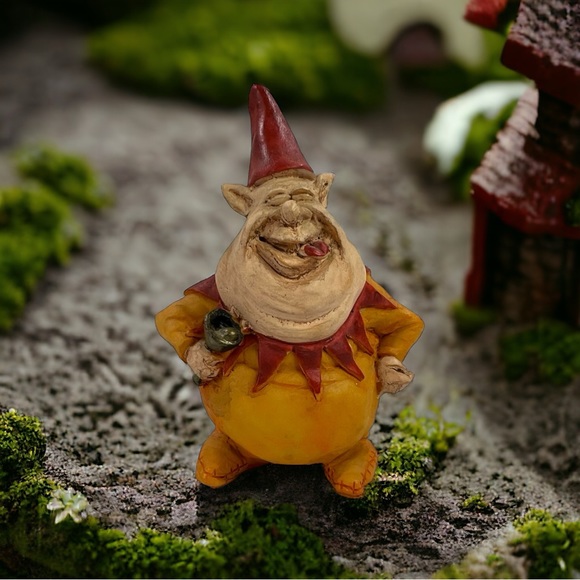 VTG Troll Ogre Laughing Gnome Jester Clown Figure Gnome Folk Art 3.6" OBI Signed - Picture 2 of 16